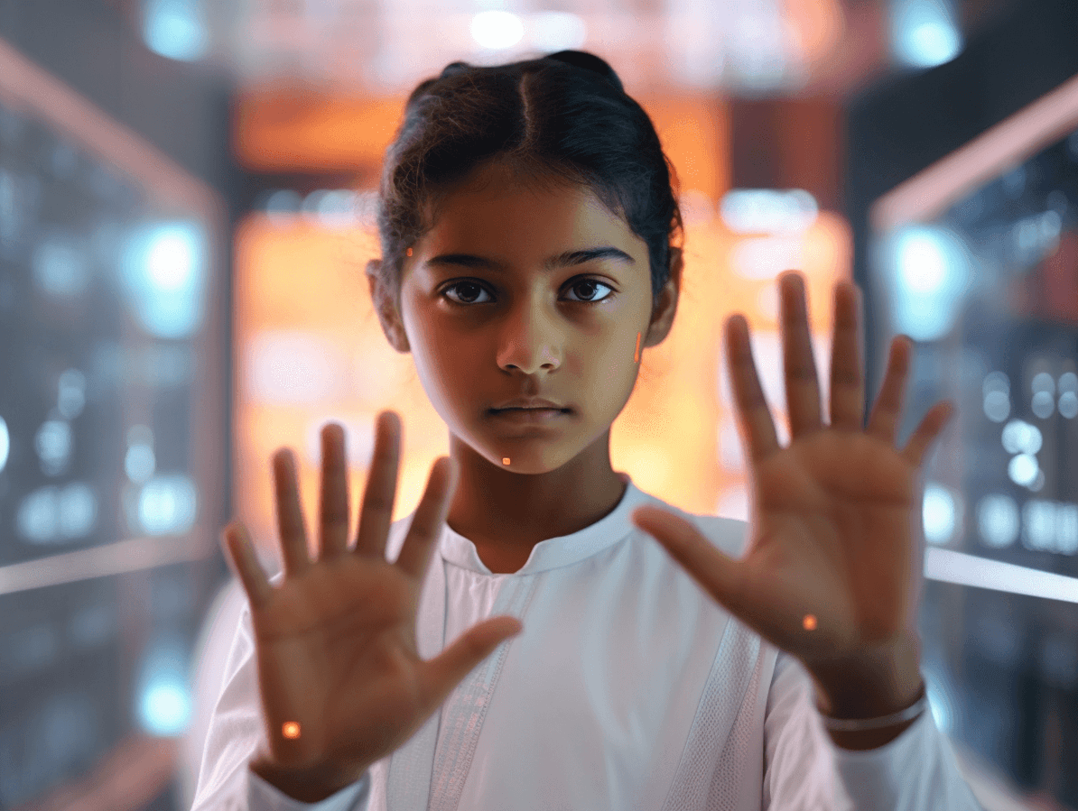 aioobe_a_sad_indian_female_kid_half_human_half_cyborg_wearing_w_8293a603-da26-4cd6-a134-fdeb9f040ba0.png